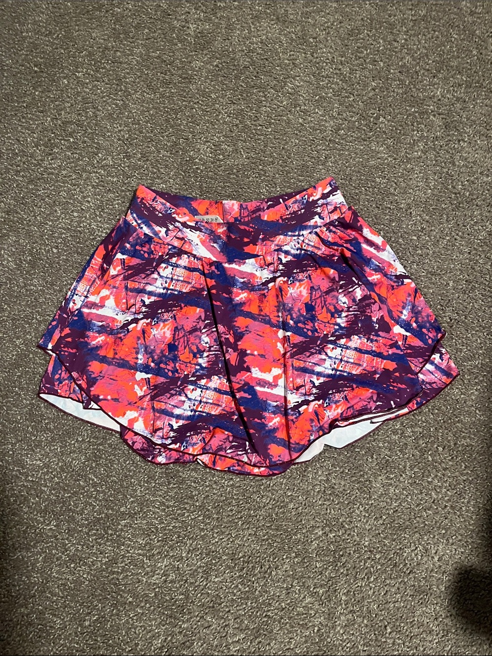 Vibrant Abstract Print Skirt - Pink, Purple, White